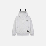 Y2K Rivet Patchwork Casual Loose Hooded Sweatshirt