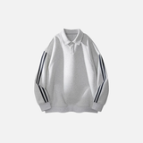 Patchwork Solid Color Turn Down Collar Sweatshirt
