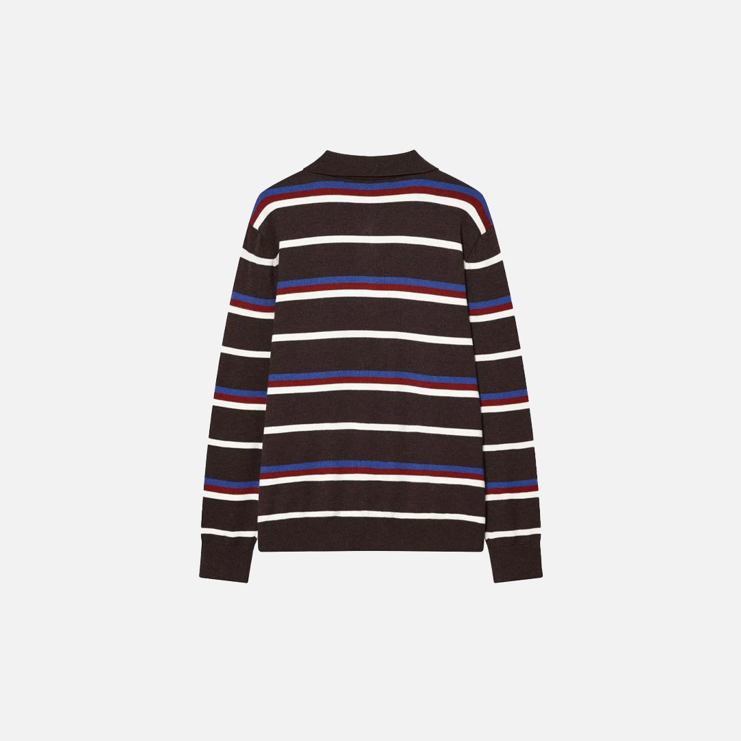 Academy Style Retro Striped Knit Polo Sweater