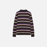 Academy Style Retro Striped Knit Polo Sweater