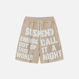 Suede Letter Print Shorts