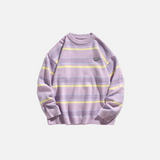 Colorblock Striped College Style Knit Sweater
