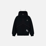 Y2K Rivet Patchwork Casual Loose Hooded Sweatshirt