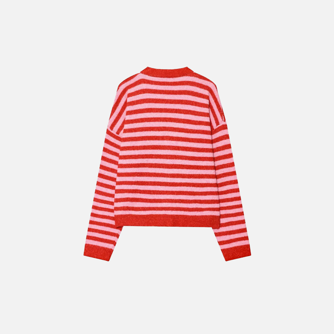 Versatile Striped Retro Loose Knit Cardigan