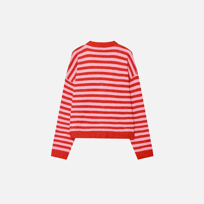 Versatile Striped Retro Loose Knit Cardigan