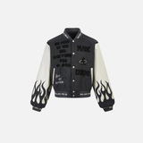 Embroidered Woolen Splice Hip Hop Varsity Jacket
