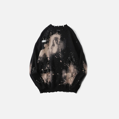 Oversized Pink & Black Distressed Jumper Sweater