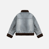 Sherpa Spliced Faux Fur Denim Jacket