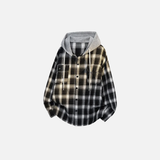 Plaid Oversize Designer Hooded Long Sleeve Shirt