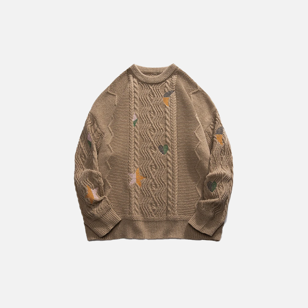 Y2K Cozy Printed Round Neck Knit Sweater