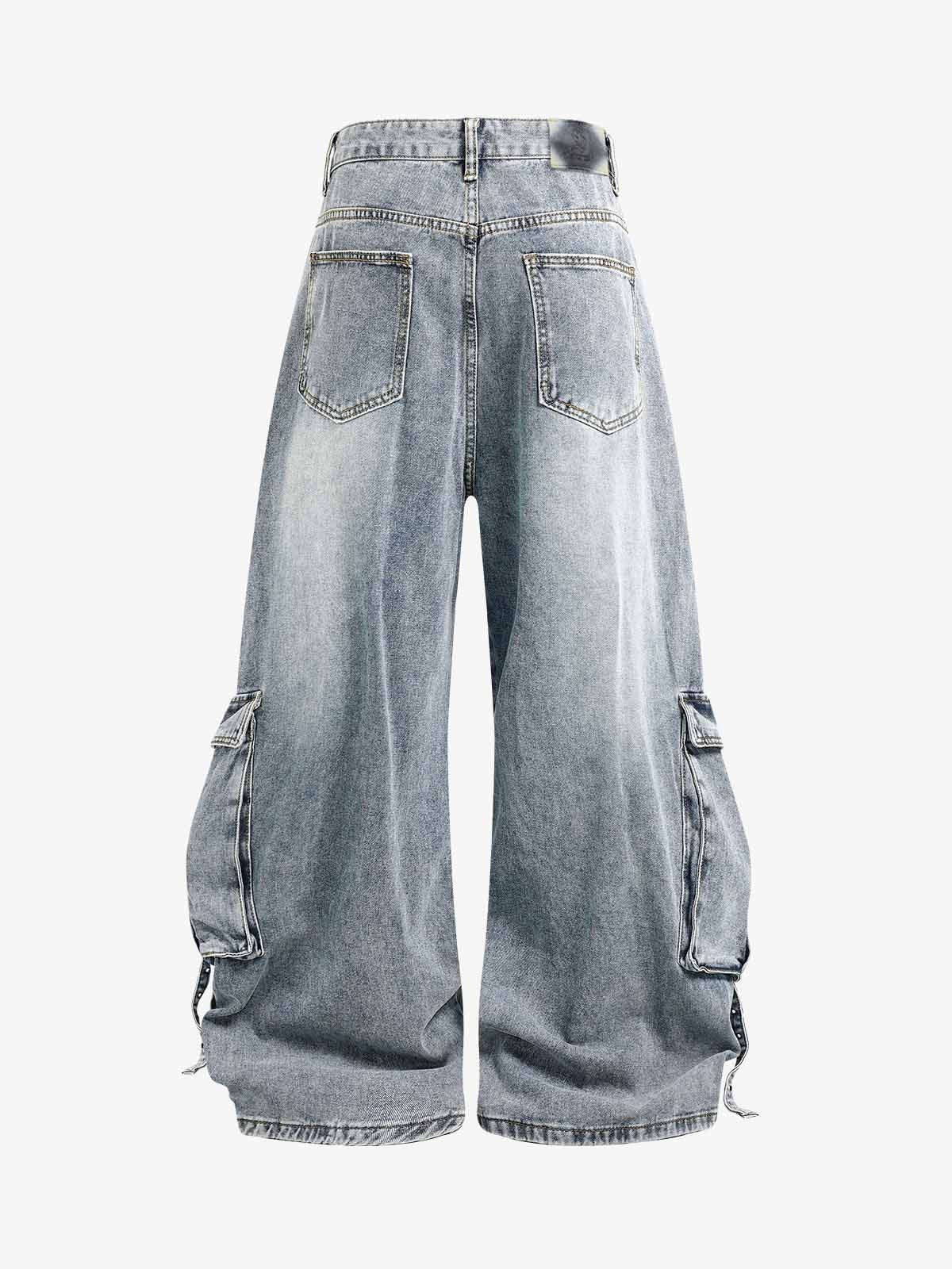 Deconstructed Multi-Pocket Cargo Jeans; Blue / M, Blue / L, Blue / XL, Blue / 2XL, Blue / S
