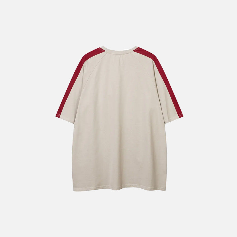 Back view of the beige Y2K Vintage Lucky Star Graphic T-shirt in a gray background 