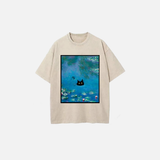 Washed Monet Water Lily Cat T-Shirt
