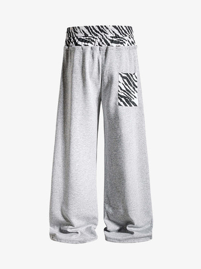 Zebra Patch Star Graphic Wide-Leg Sweatpants; Flower Ash / S, Flower Ash / M, Flower Ash / L, Flower Ash / XL