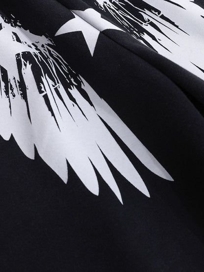 Wing Star Graphic Draped Jazz Pants; Black / S, Black / M, Black / L, Black / XL, Black / 2XL