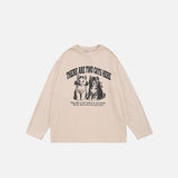 Vintage "Two Cats" Print T-Shirt
