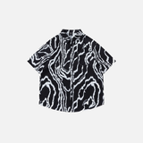 Irregular Stripes Graphic Printed Short Sleeve Shirt