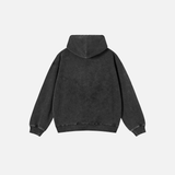 Oversized Faded Black Evil Eye Graphic Hoodie