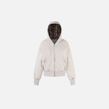 Leopard Spliced Hooded Padded Fleece Jacket