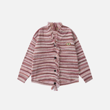 Cozy Striped Ripped Tassel V-Neck Cardigan