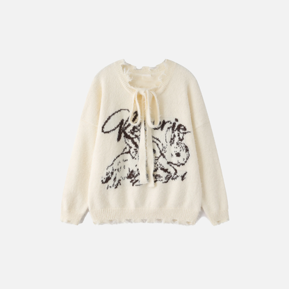 Cozy Aesthetic Distressed Knit Sweater