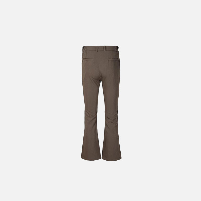 Back view of the brown Classic Bell-Bottom Jeans in a gray background