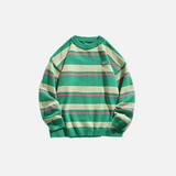 Colorblock Striped College Style Knit Sweater