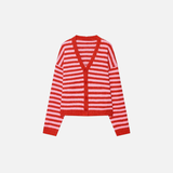 Versatile Striped Retro Loose Knit Cardigan