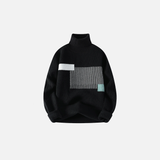 Cozy Patchwork Knit Turtleneck Pullover Sweater