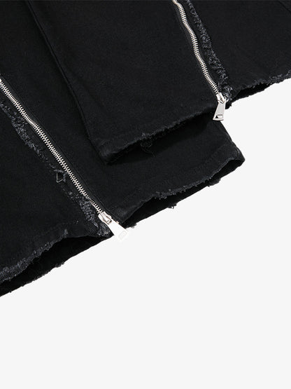 Metal Multi-Zip Heavy-Duty Jeans
