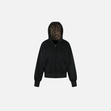 Leopard Spliced Hooded Padded Fleece Jacket