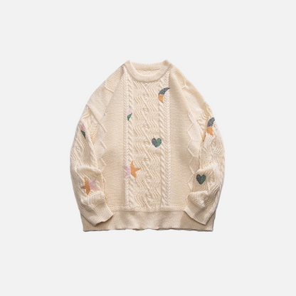 Y2K Cozy Printed Round Neck Knit Sweater