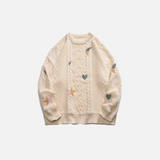 Y2K Cozy Printed Round Neck Knit Sweater