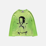 Vintage Dirty Washed Cartoon Graphic Long Sleeve T-Shirt