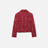 Vintage Red Turn-Down Collar Lapel Jacket