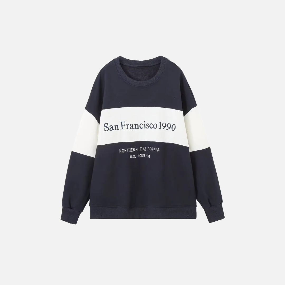 Cozy Embroidered Round Neck Long Sleeve Sweatshirt