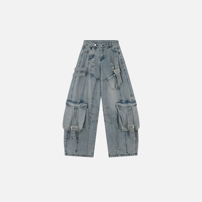Belted Washed Broken Jeans