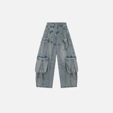 Belted Washed Broken Jeans