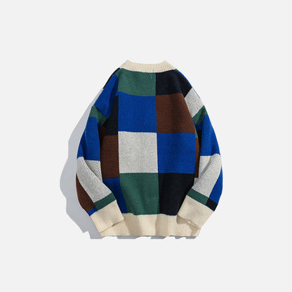 Colorblock Plaid Cardigan