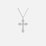 White Gold Plated Cross 925 Sterling Silver Necklace