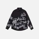 Premium Streetwear Bold Graffiti Print Long Sleeve Shirt