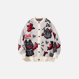 Oversized Hip Hop Cartoon Graphic Knit Cardigan