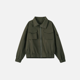 Spring Solid Color Double Pockets Zipper Jacket