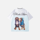 Streetwear Graphic Print Dogs Splicing Jersey T-Shirt