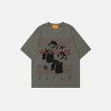 Y2K Vintage Portrait Print Loose Crew T-Shirt