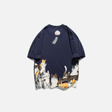 Japanese Graffiti Graphic Cat Print T-Shirt