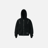 Breathable Suede Multi Zipper Hooded Sweatshirt