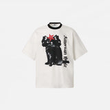 Oversized Cat Print Short-sleeved T-shirt