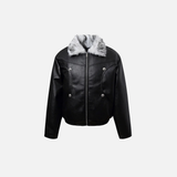 Breathable Y2K Fur Collar Leather Motorcycle Jacket