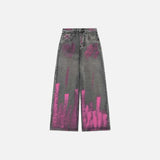Pink Hand Painted Graffiti Washed Jeans